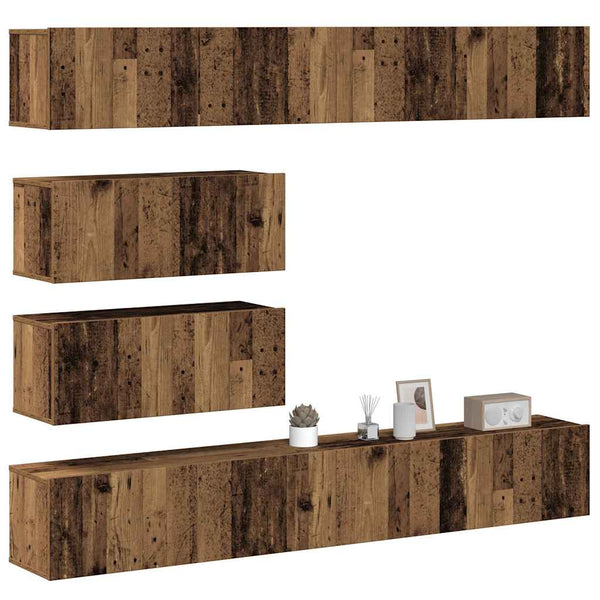 TV-Schrank-Set, 6-teilig, Altholz-Optik