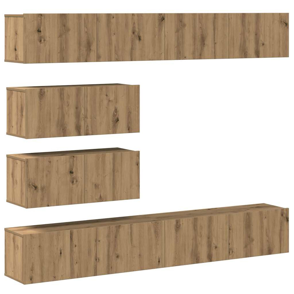 TV-Schrank-Set, 6-teilig, Wandmontage, Artisan Eiche