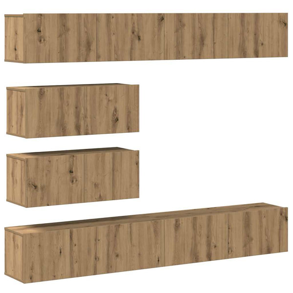TV-Schrank-Set, 6-teilig, Wandmontage, Artisan Eiche