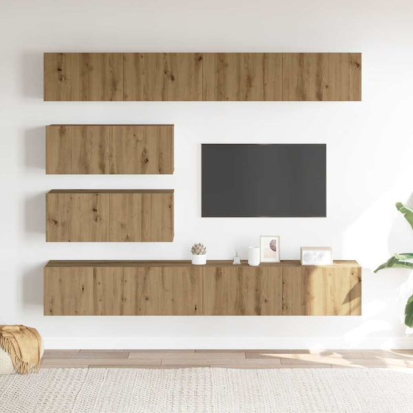 TV-Schrank-Set, 6-teilig, Wandmontage, Artisan Eiche