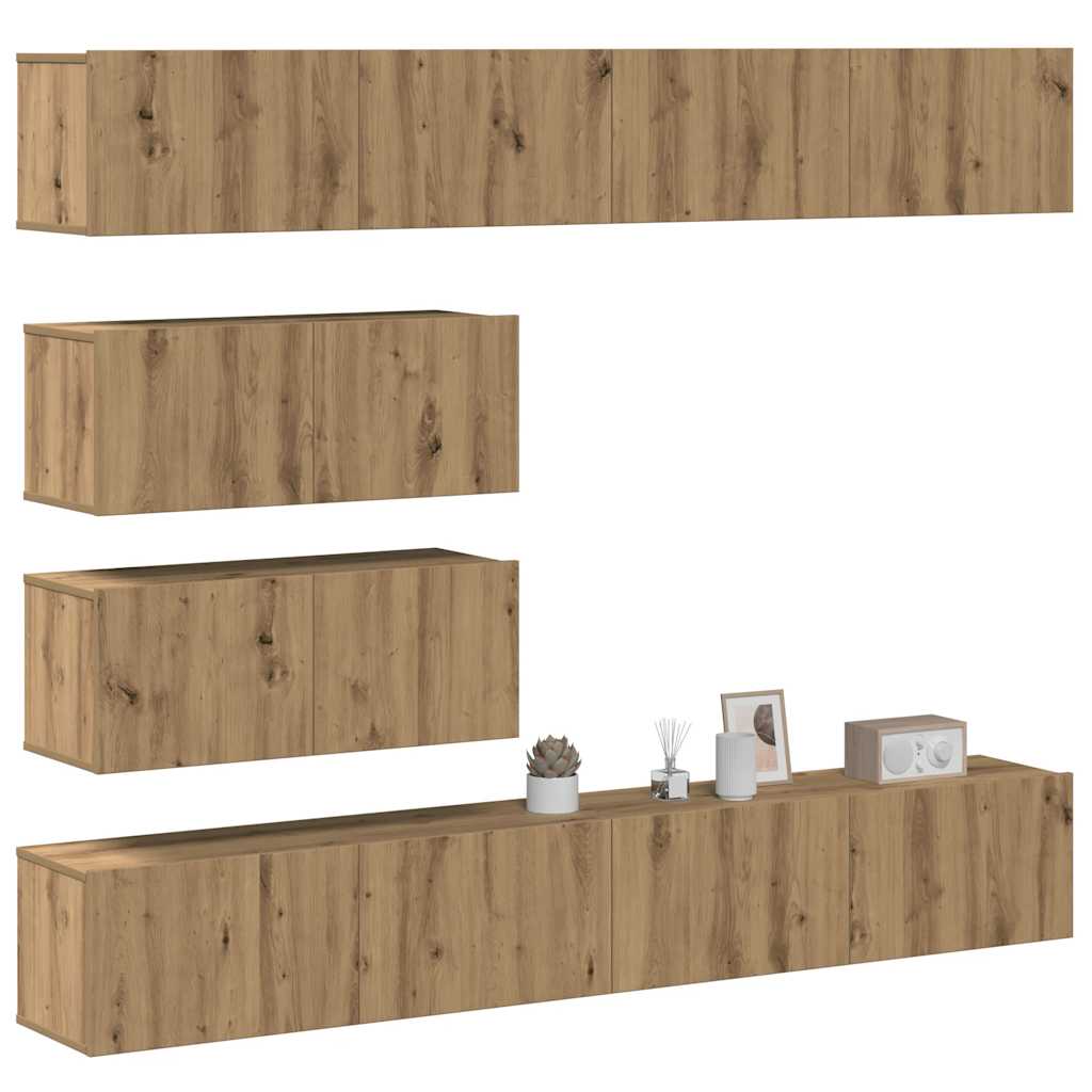 TV-Schrank-Set, 6-teilig, Wandmontage, Artisan Eiche