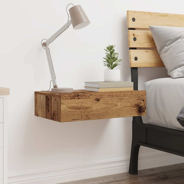 Nachttisch Altholz-Optik mit LED