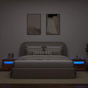 Nachttische mit LEDs, 2er Set, Altholz-Optik