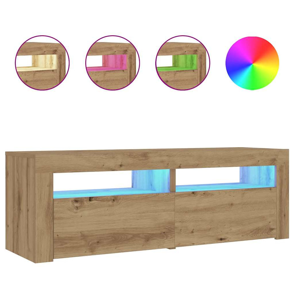 Nachttische mit LEDs, 2er Set, Artisan-Eiche