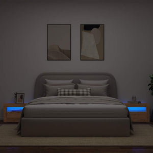 Nachttische mit LEDs, 2er Set, Artisan-Eiche