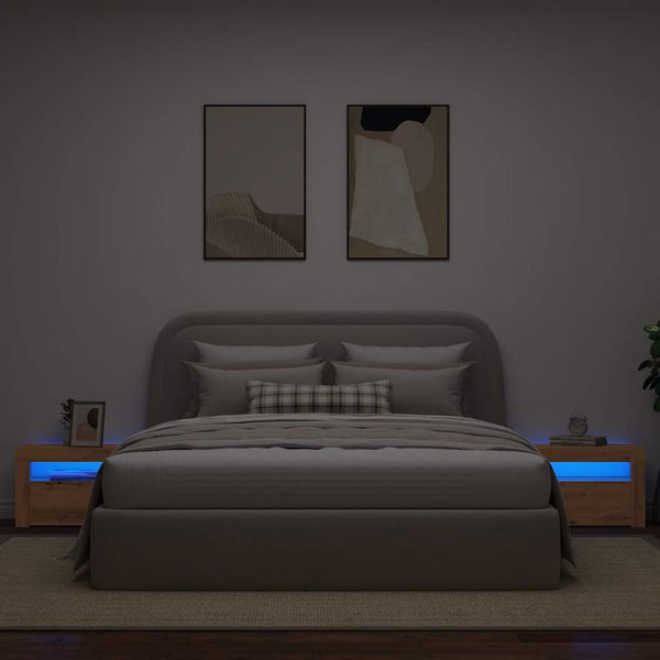 Nachttische mit LEDs, 2er Set, Artisan-Eiche