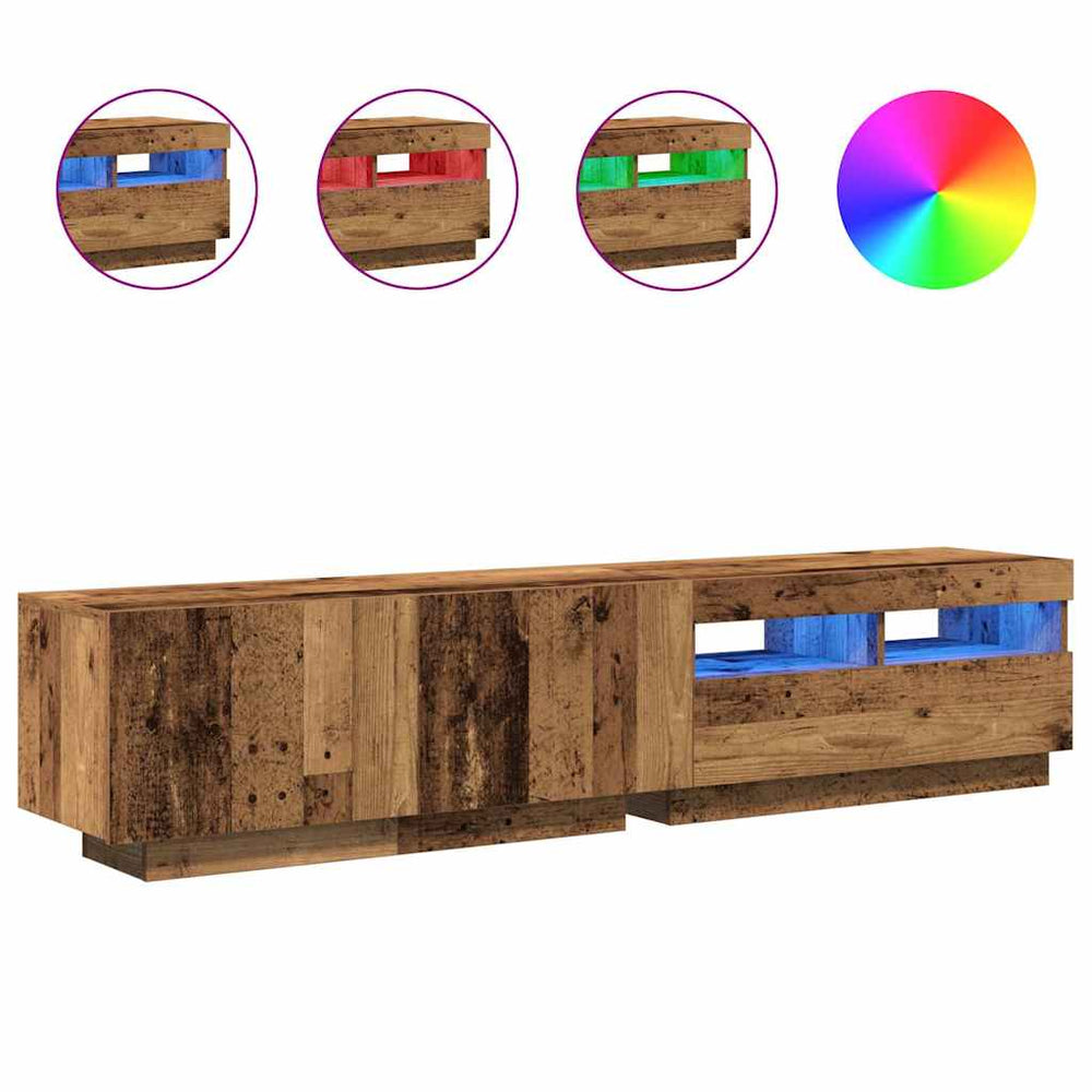 vidaXL Meuble TV avec lumières LED effet bois de récupération 180x35x40 cm