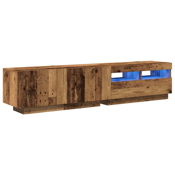 vidaXL Meuble TV avec lumières LED effet bois de récupération 180x35x40 cm