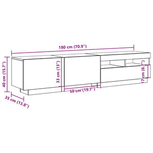 vidaXL Meuble TV avec lumières LED effet bois de récupération 180x35x40 cm