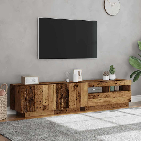 vidaXL Meuble TV avec lumières LED effet bois de récupération 180x35x40 cm