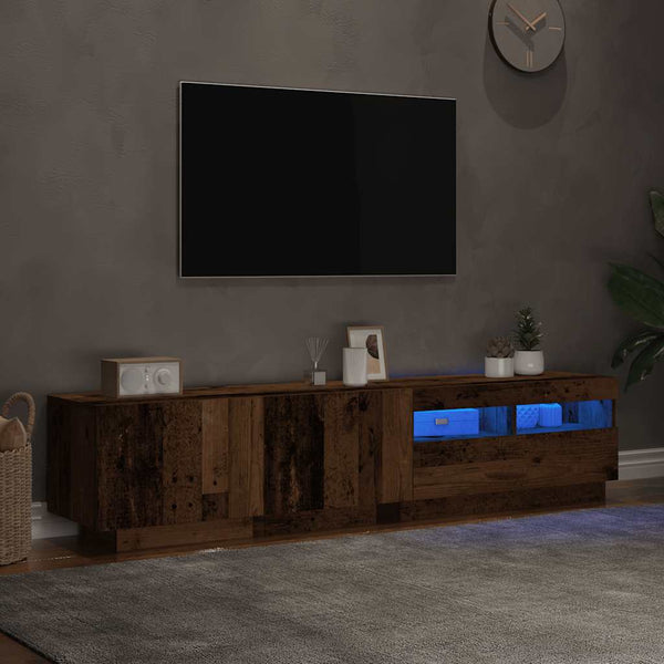 vidaXL Meuble TV avec lumières LED effet bois de récupération 180x35x40 cm