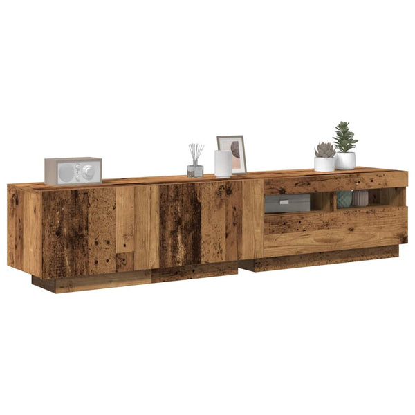 vidaXL Meuble TV avec lumières LED effet bois de récupération 180x35x40 cm