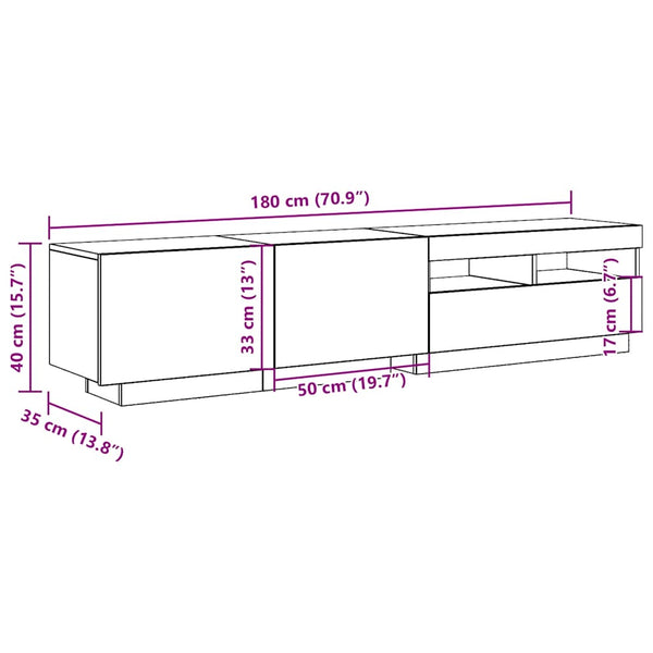 TV-Schrank Artisan-Eiche mit LED 180 cm