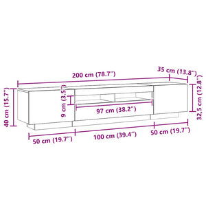 TV-Schrank mit LED Altholz-Optik 200 cm