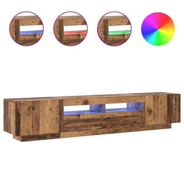 TV-Schrank mit LED Altholz-Optik 200 cm