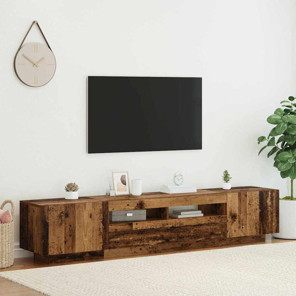 TV-Schrank mit LED Altholz-Optik 200 cm