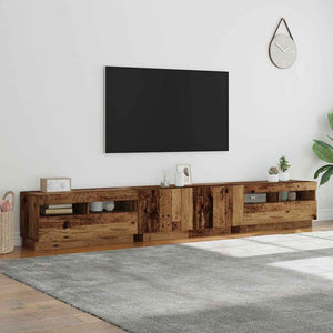 TV-Schrank mit LED Altholz-Optik 260 cm