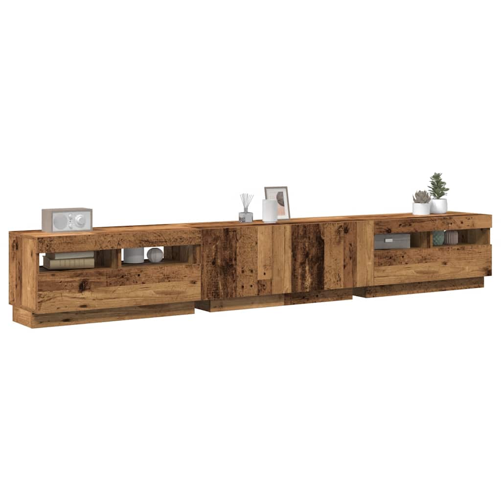 TV-Schrank mit LED Altholz-Optik 260 cm