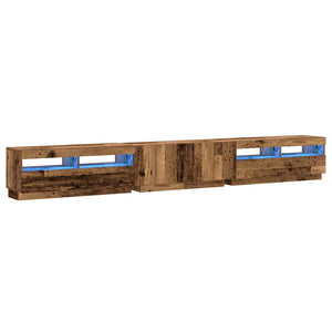 TV-Schrank mit LED Altholz-Optik 300 cm
