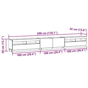 TV-Schrank mit LED Altholz-Optik 300 cm