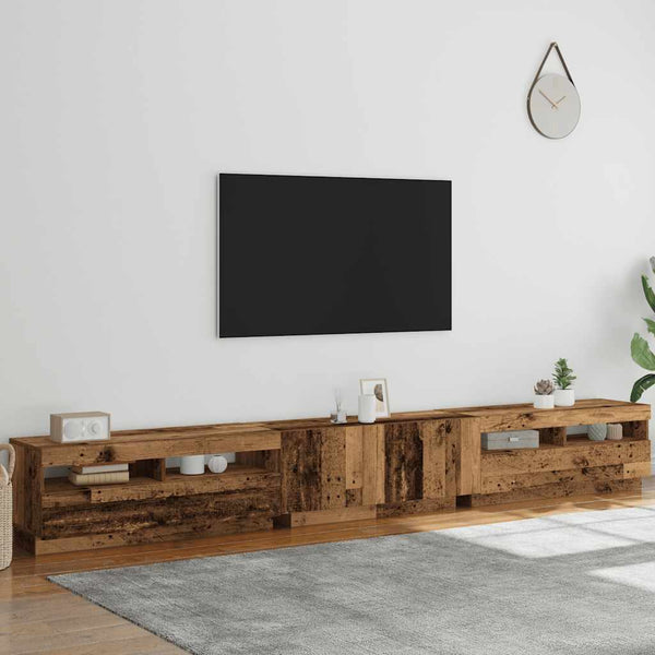 TV-Schrank mit LED Altholz-Optik 300 cm