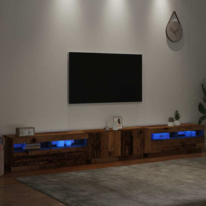 TV-Schrank mit LED Altholz-Optik 300 cm