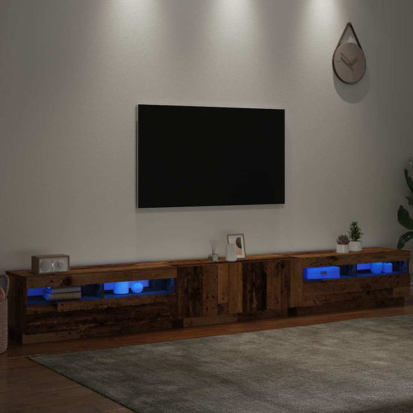 TV-Schrank mit LED Altholz-Optik 300 cm