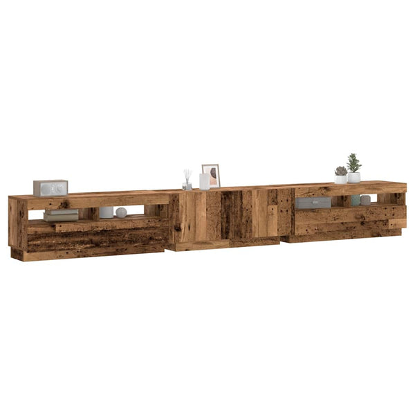 TV-Schrank mit LED Altholz-Optik 300 cm