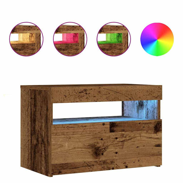 Nachttisch mit LED Altholz-Optik 60cm