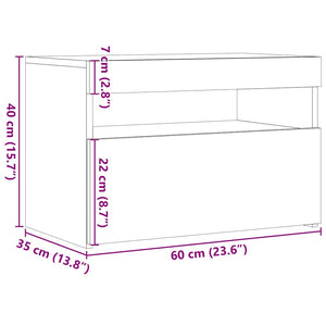 Nachttisch mit LED Altholz-Optik 60cm