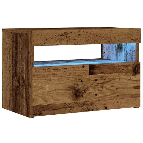 Nachttisch mit LED Altholz-Optik 60cm