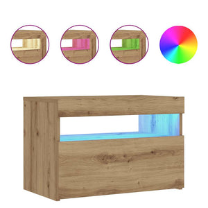 Nachttisch mit LED-Leuchten, Artisan Eiche