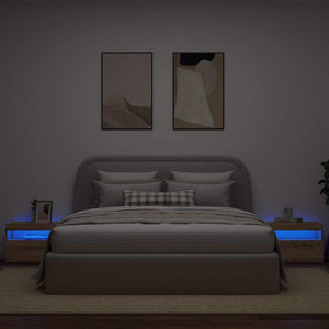 Nachttisch mit LED-Leuchten, Artisan Eiche