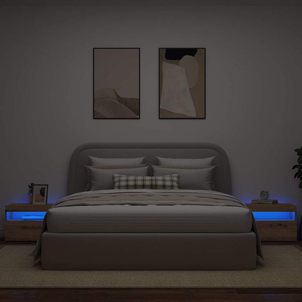 Nachttisch mit LED-Leuchten, Artisan Eiche