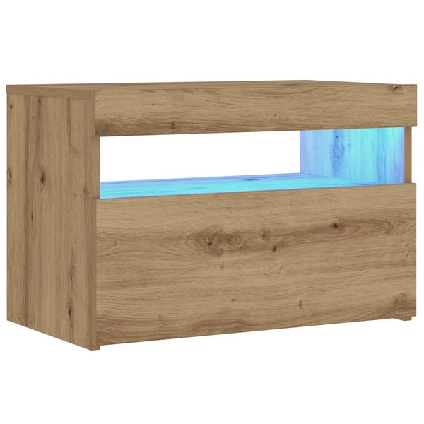 Nachttisch mit LED-Leuchten, Artisan Eiche