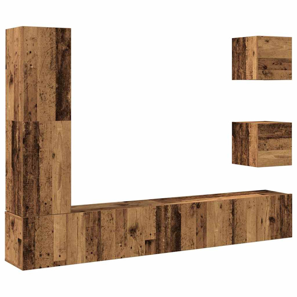 TV-Schrank-Set, 5-teilig, Altholz-Optik