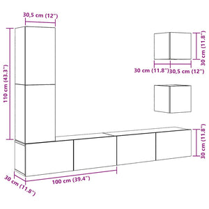 TV-Schrank-Set, 5-teilig, Altholz-Optik
