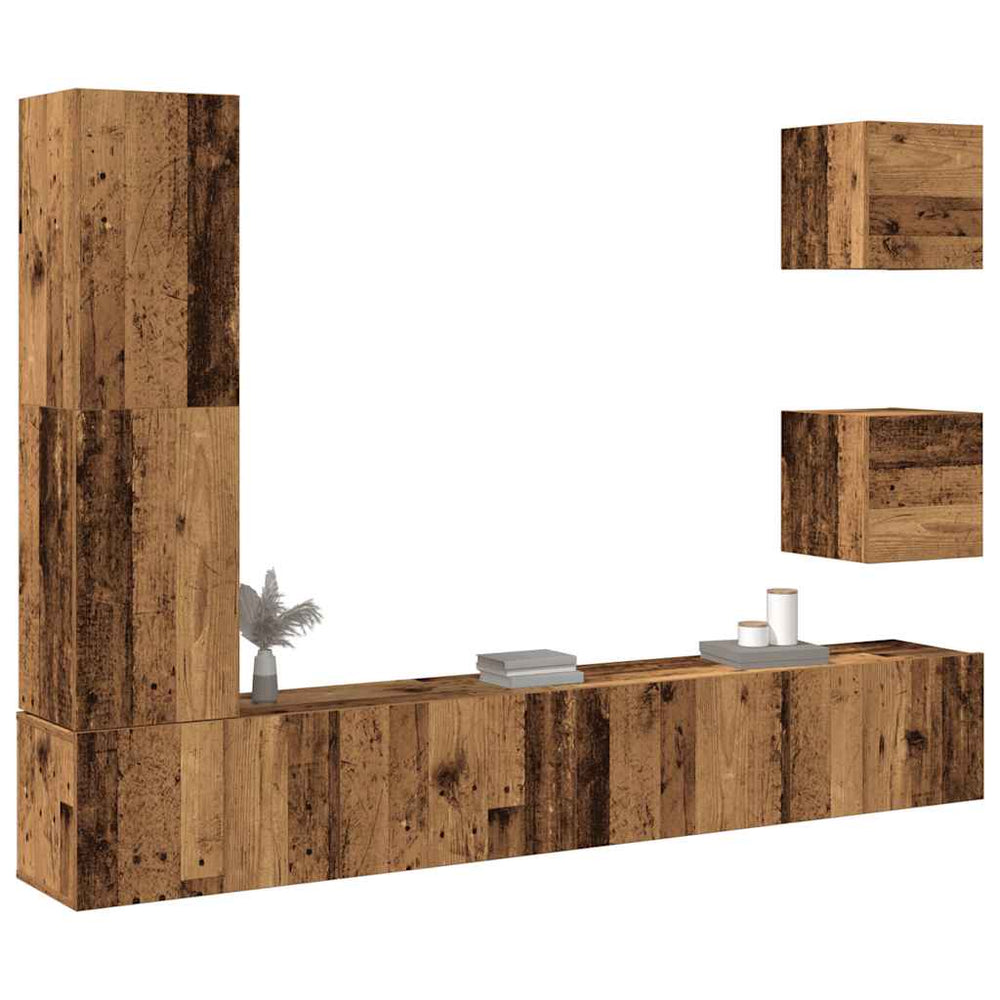 TV-Schrank-Set, 5-teilig, Altholz-Optik