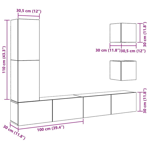 5-teiliges TV-Schrank-Set Artisan Eiche
