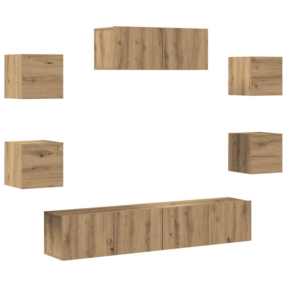 vidaXL Ensemble de meubles TV 7 pcs mural Chêne artisanal
