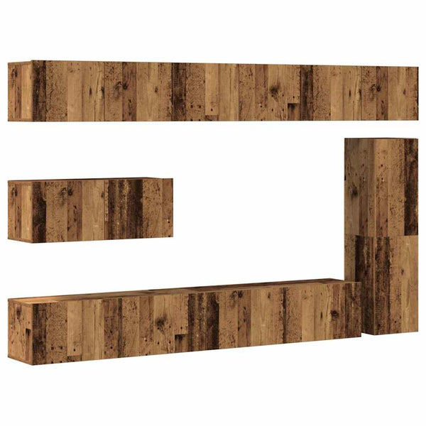 7-teiliges TV-Schrank-Set Altholz-Optik