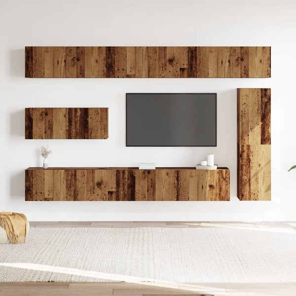 7-teiliges TV-Schrank-Set Altholz-Optik