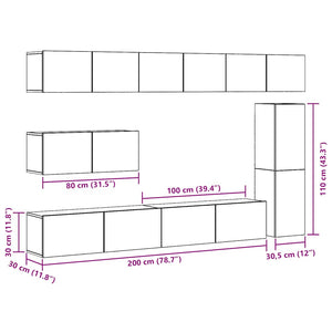 7-teiliges TV-Schrank-Set Altholz-Optik