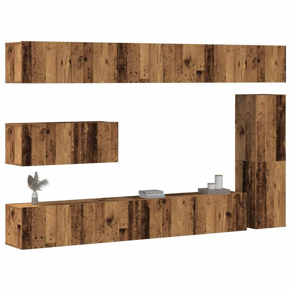 7-teiliges TV-Schrank-Set Altholz-Optik