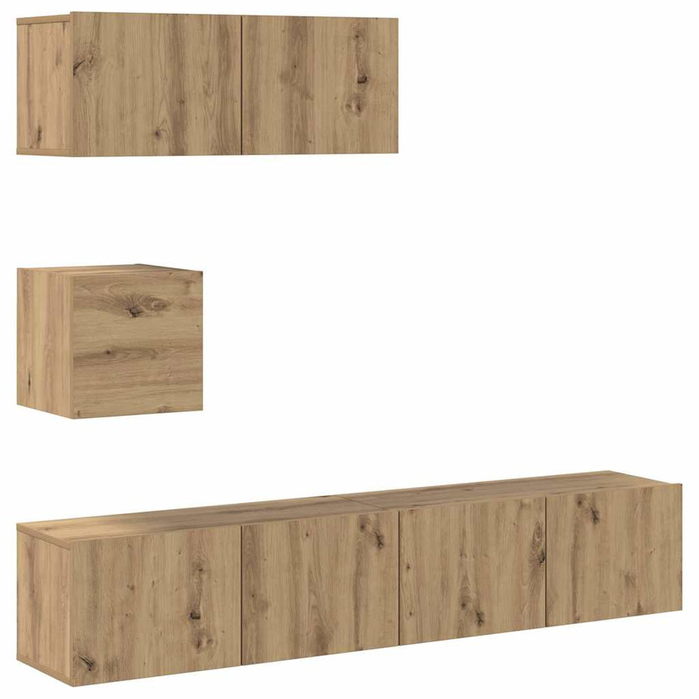 vidaXL Ensemble de meubles TV mural 4 pcs Chêne artisan Bois d'ingénierie