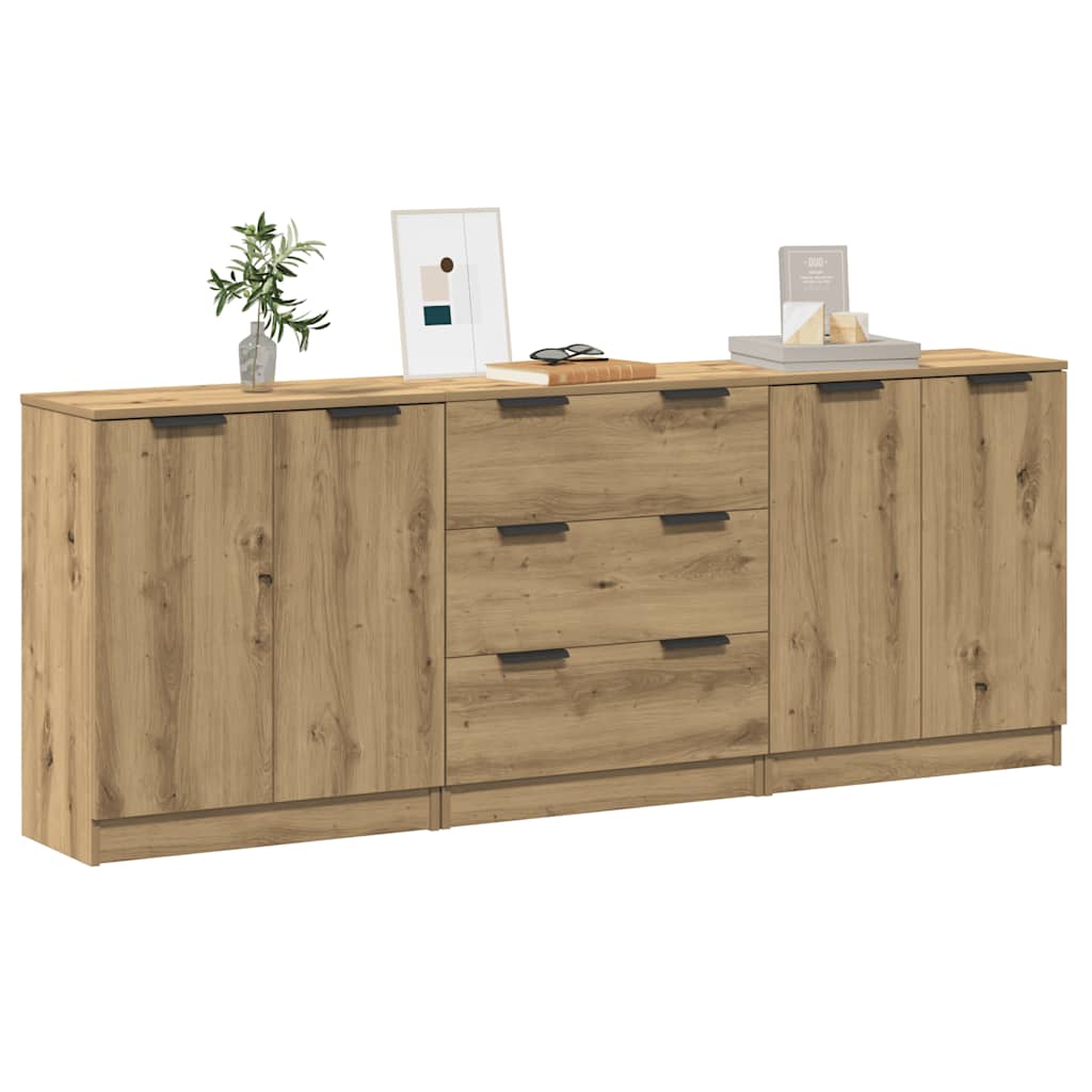 Sideboards 3er Set, Artisan-Eiche, 60 cm