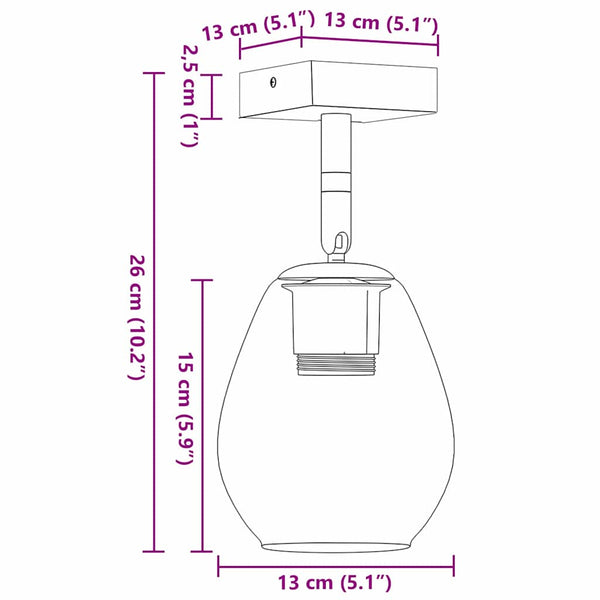 Schwarzer Deckenstrahler Glas Metall