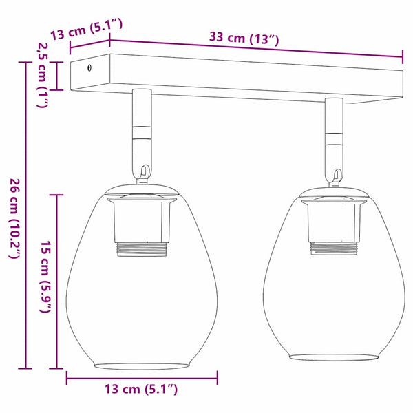 Schwarzer Deckenstrahler Glas Metall