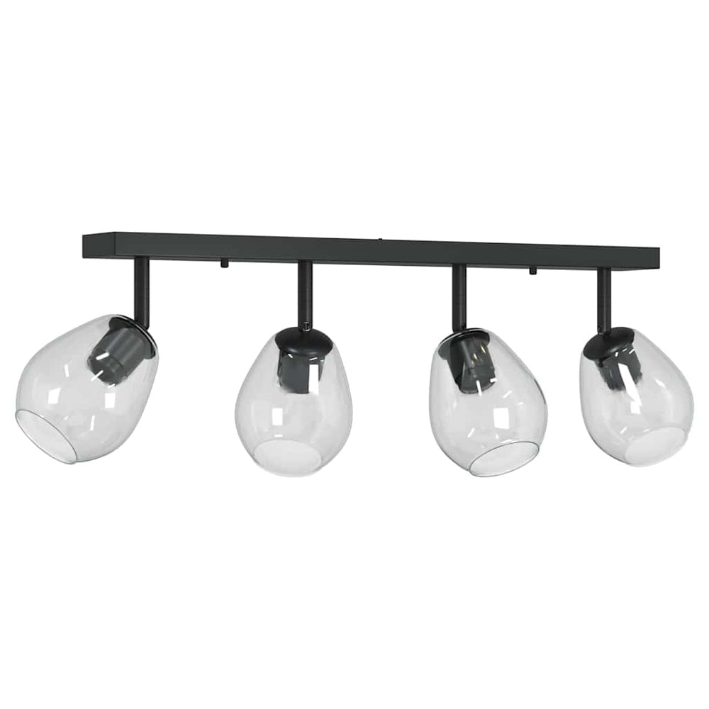 Schwarzer Deckenstrahler aus Glas und Metall