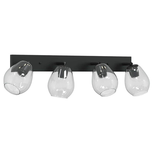 Schwarzer Deckenstrahler aus Glas und Metall